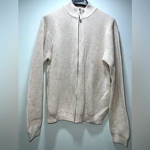 Chaps cream men’s zip up sweater size Large